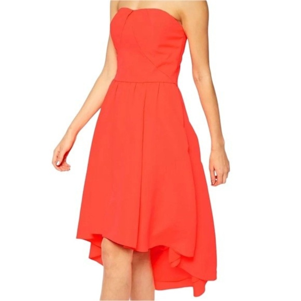 Ted‎ Baker London Verity High-Low Strapless Dress - Neon Coral - Size 2 (US 6)
